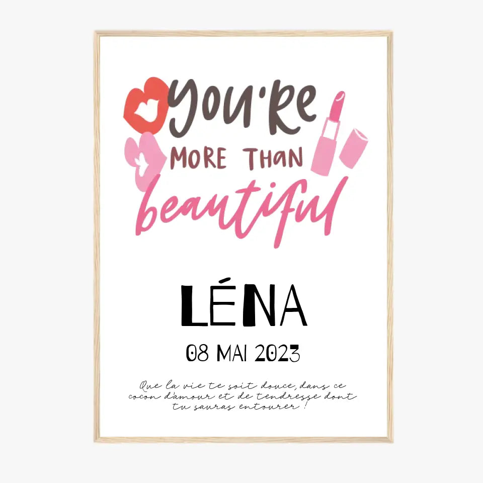 Affiche Naissance Personnalisé You Are Beautiful