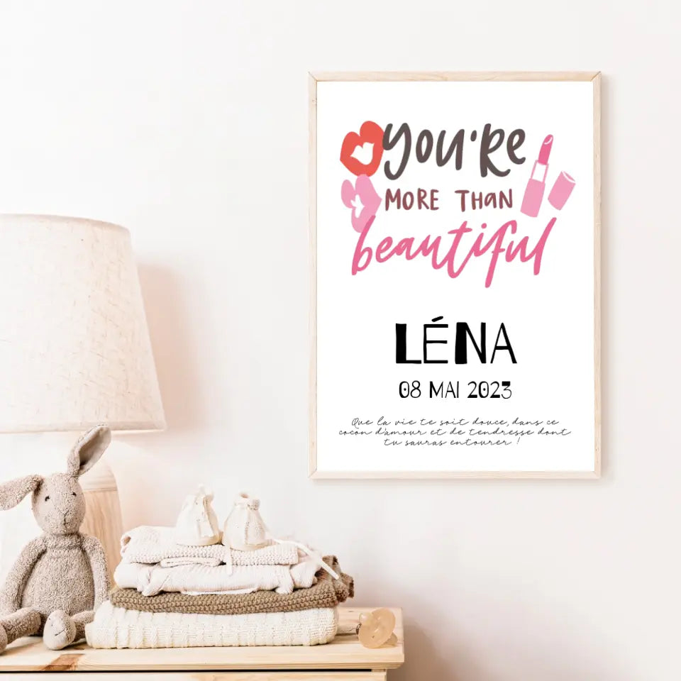 Affiche Naissance Personnalisé You Are Beautiful