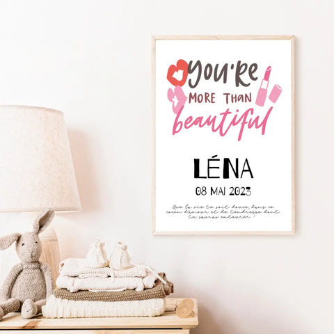 Affiche Naissance Personnalisé You Are Beautiful