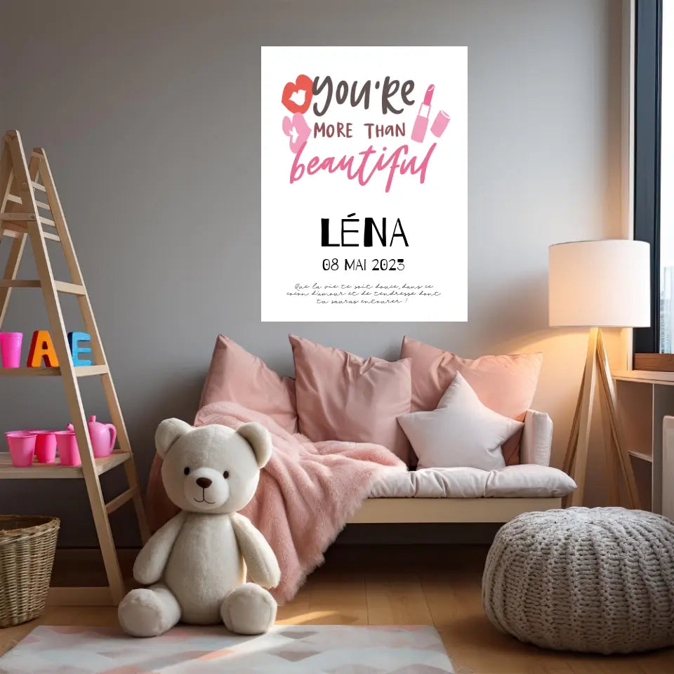Affiche Naissance Personnalisé You Are Beautiful