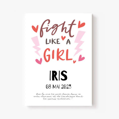 Affiche Naissance Personnalisé Fight Like Girl