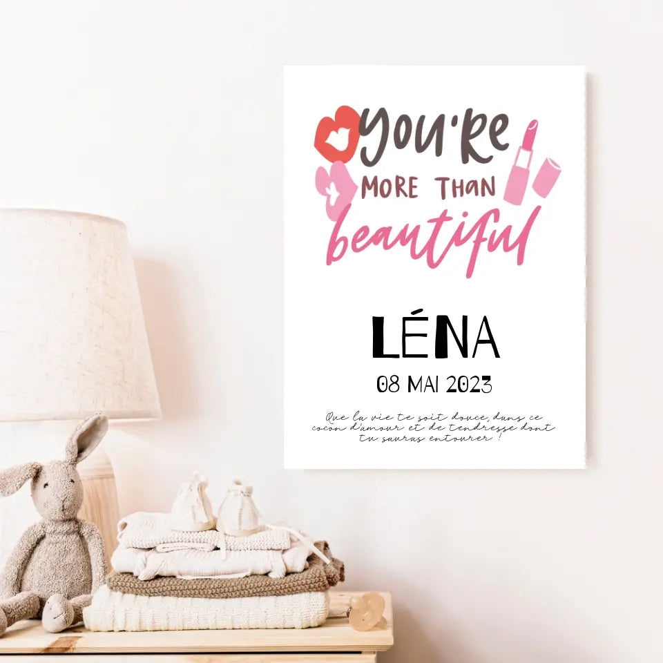 Affiche Naissance Personnalisé You Are Beautiful
