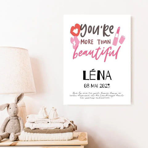 Affiche Naissance Personnalisé You Are Beautiful