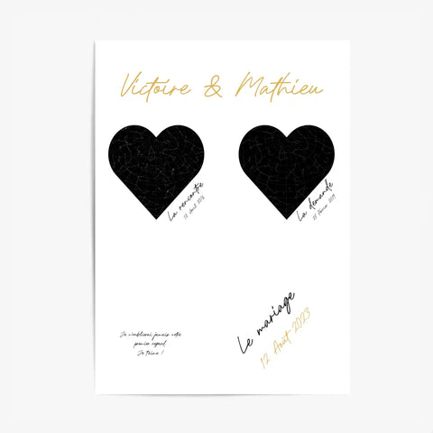 Cadre Personnalisé Couple Mariage Carte Ciel