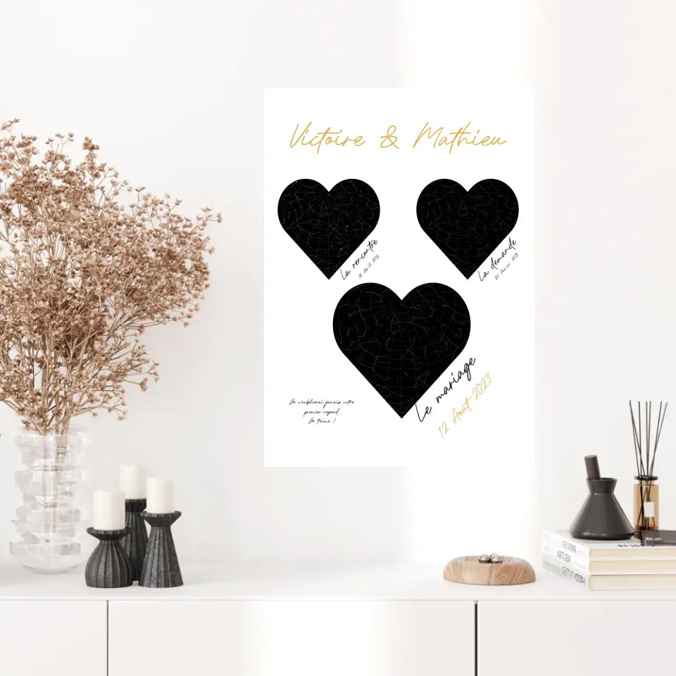 Cadre Personnalisé Couple Mariage Carte Ciel