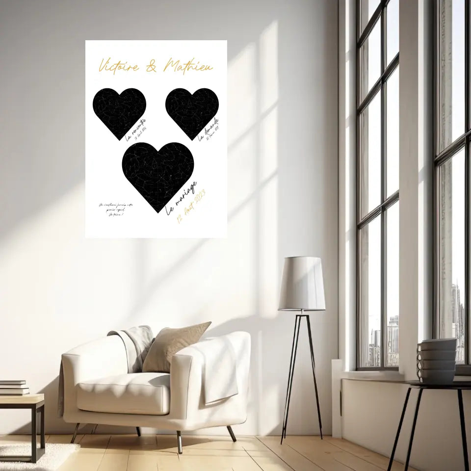 Cadre Personnalisé Couple Mariage Carte Ciel