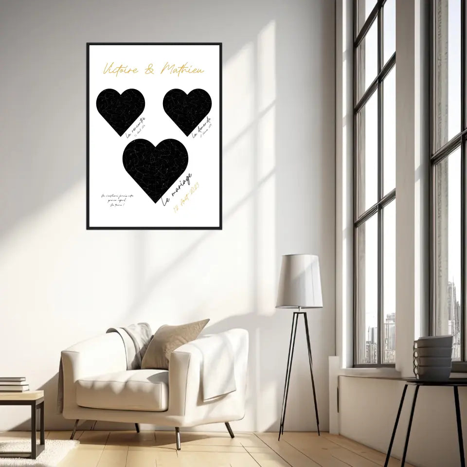 Cadre Personnalisé Couple Mariage Carte Ciel