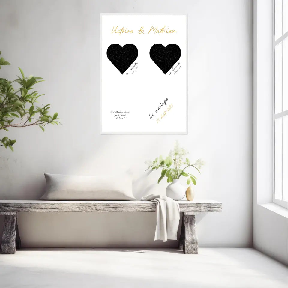 Cadre Personnalisé Couple Mariage Carte Ciel