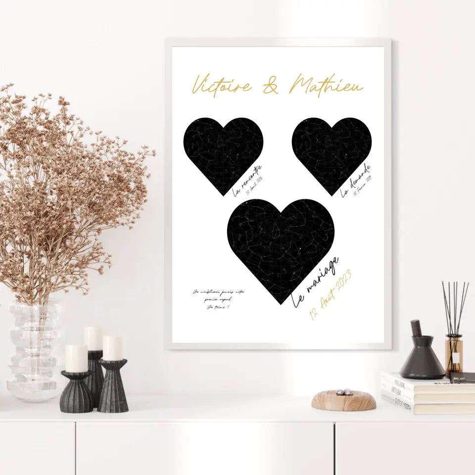 Cadre Personnalisé Couple Mariage Carte Ciel