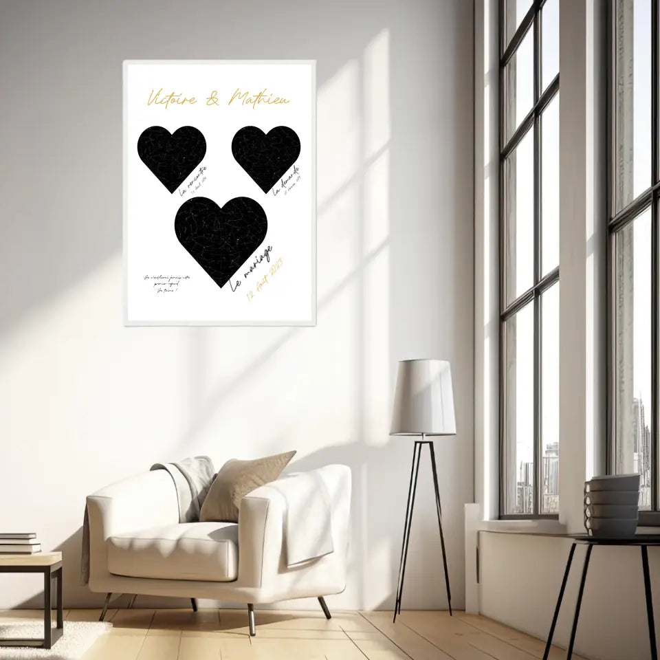 Cadre Personnalisé Couple Mariage Carte Ciel
