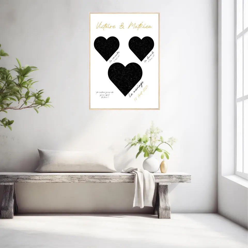 Cadre Personnalisé Couple Mariage Carte Ciel
