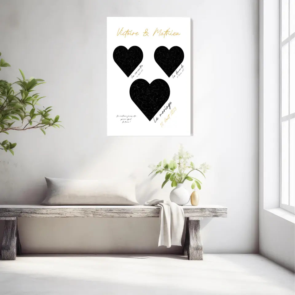 Cadre Personnalisé Couple Mariage Carte Ciel