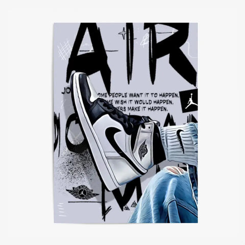 Affiche et Tableau Pop Art de Sneakers Nike Air Jordan Noir