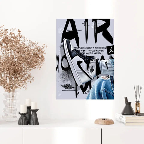 Affiche et Tableau Pop Art de Sneakers Nike Air Jordan Noir