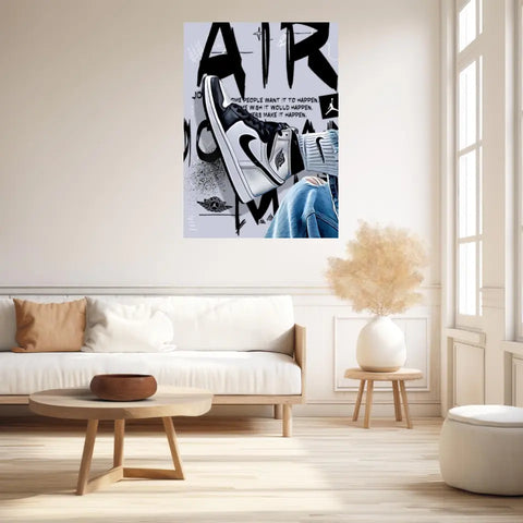 Affiche et Tableau Pop Art de Sneakers Nike Air Jordan Noir
