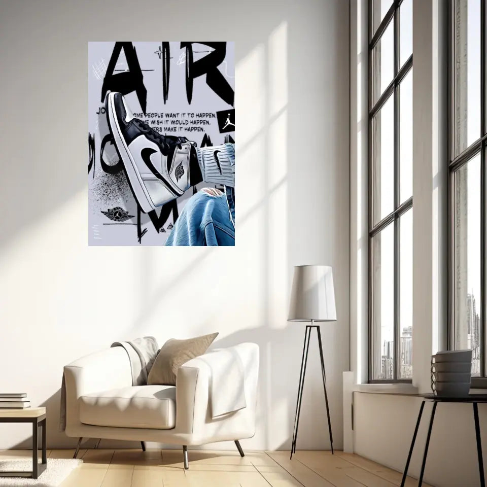 Affiche et Tableau Pop Art de Sneakers Nike Air Jordan Noir