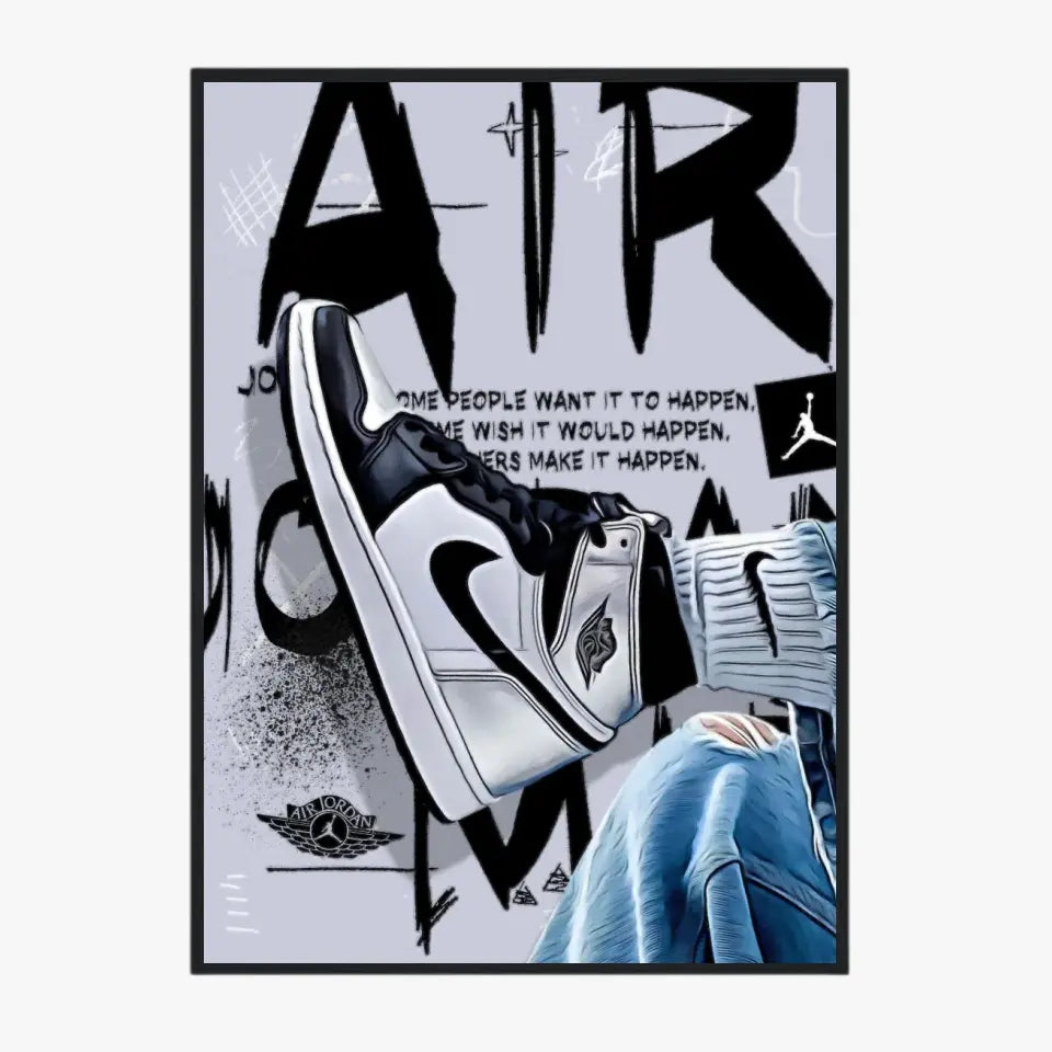 Affiche et Tableau Pop Art de Sneakers Nike Air Jordan Noir