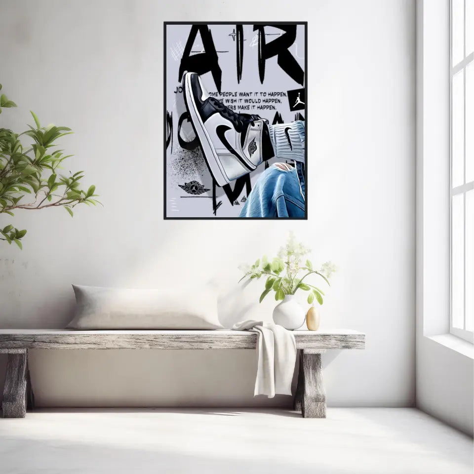 Affiche et Tableau Pop Art de Sneakers Nike Air Jordan Noir