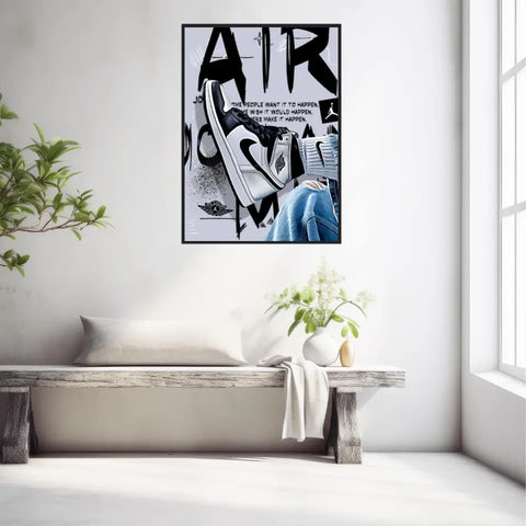 Affiche et Tableau Pop Art de Sneakers Nike Air Jordan Noir