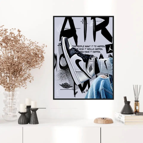 Affiche et Tableau Pop Art de Sneakers Nike Air Jordan Noir
