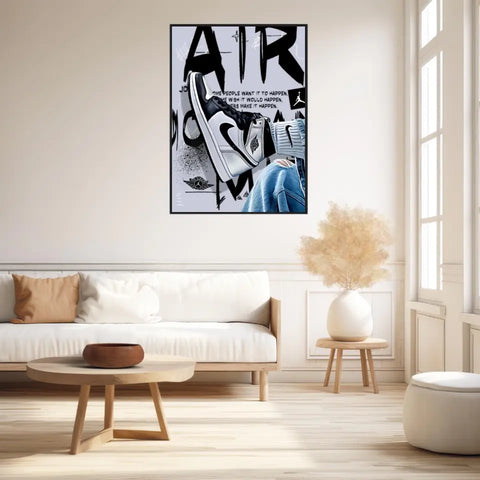 Affiche et Tableau Pop Art de Sneakers Nike Air Jordan Noir