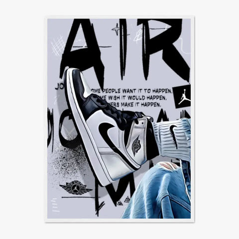 Affiche et Tableau Pop Art de Sneakers Nike Air Jordan Noir