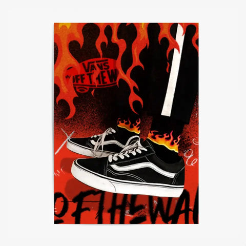 Affiche et Tableau Pop Art de Sneakers Vans Noir