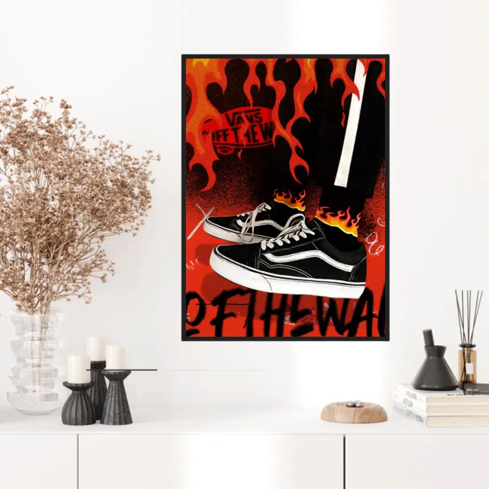 Affiche et Tableau Pop Art de Sneakers Vans Noir
