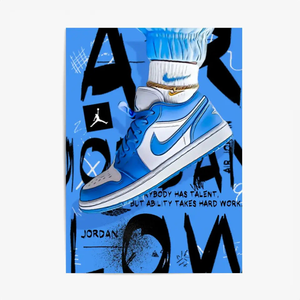 Affiche et Tableau Pop Art de Sneakers Nike Air Jordan Bleu