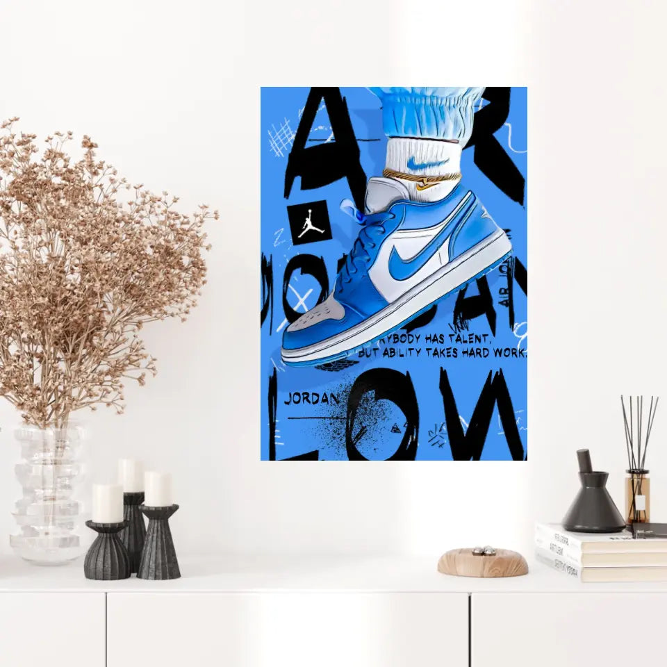 Affiche et Tableau Pop Art de Sneakers Nike Air Jordan Bleu