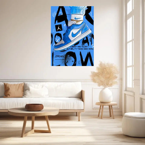 Affiche et Tableau Pop Art de Sneakers Nike Air Jordan Bleu