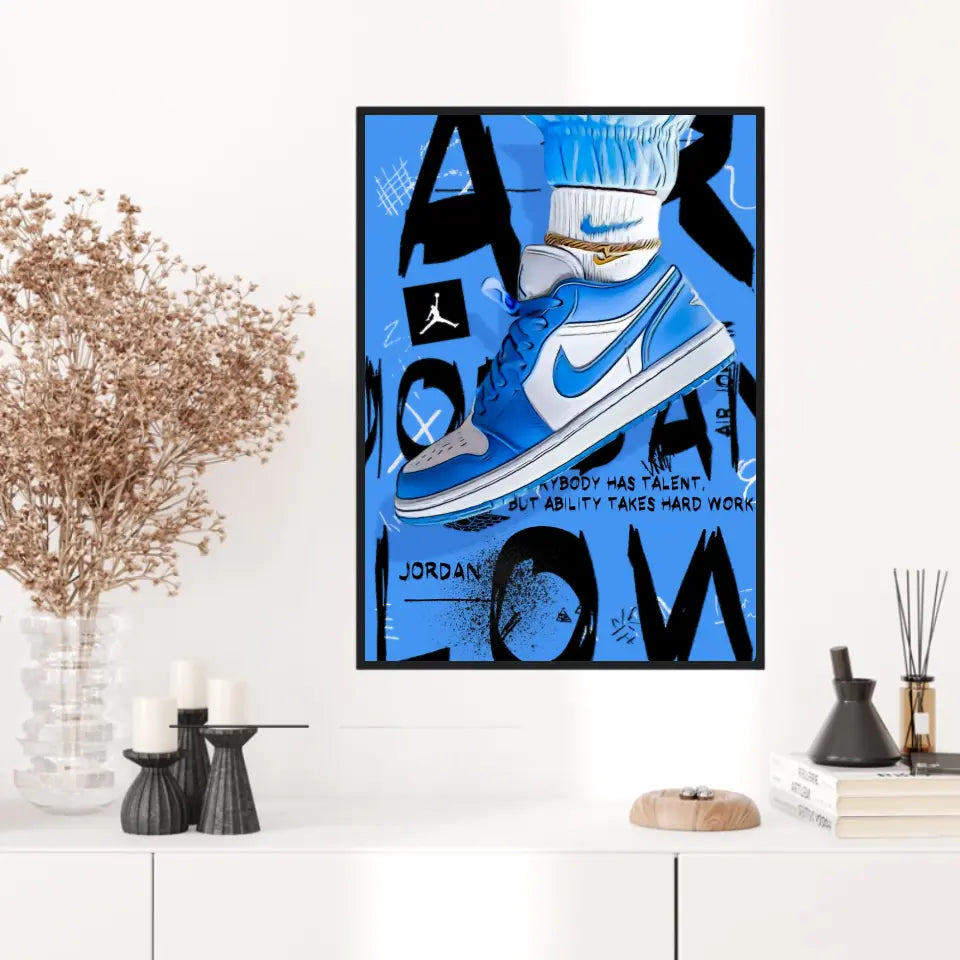Affiche et Tableau Pop Art de Sneakers Nike Air Jordan Bleu