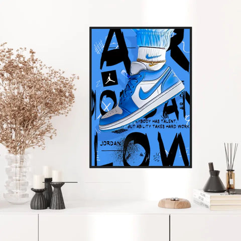 Affiche et Tableau Pop Art de Sneakers Nike Air Jordan Bleu