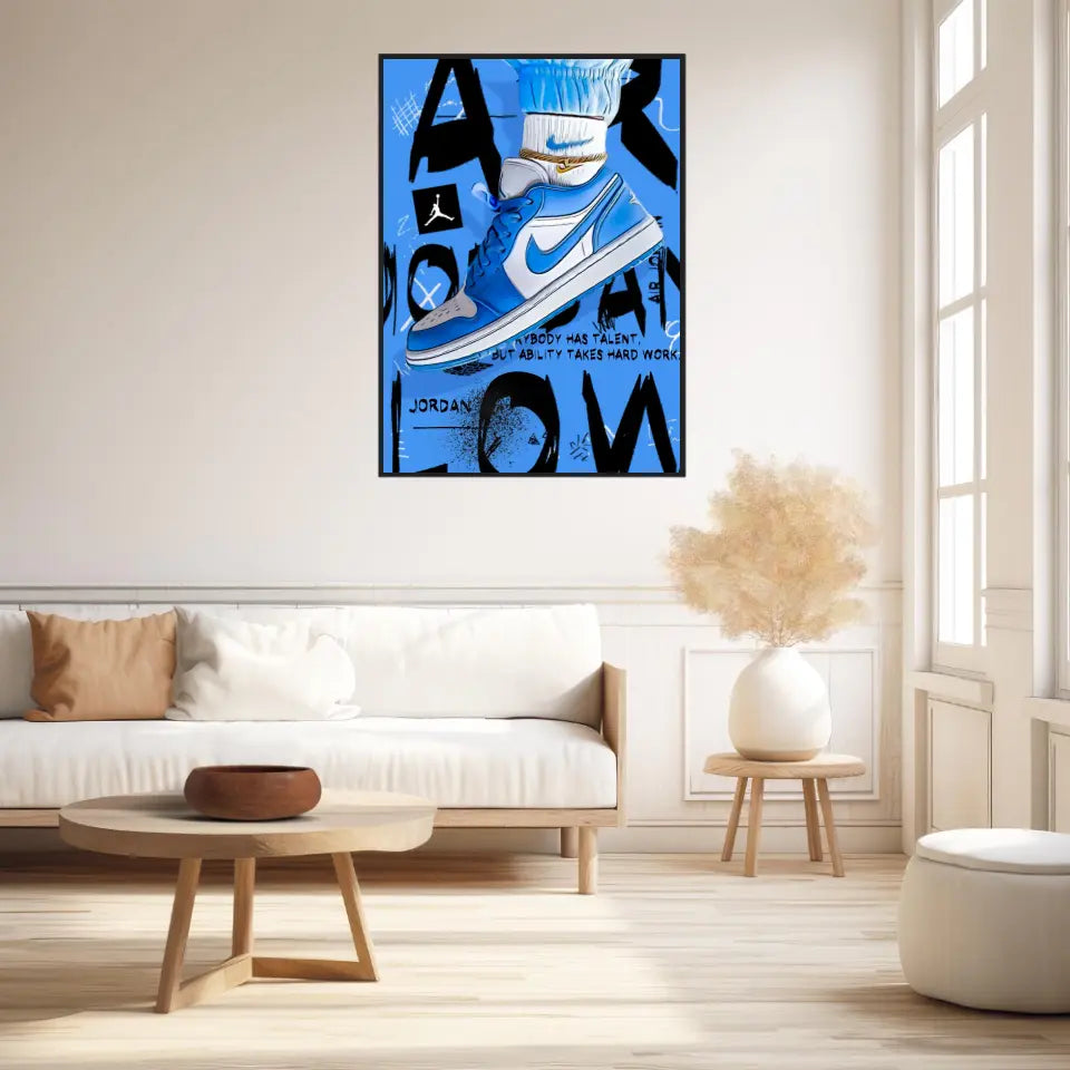 Affiche et Tableau Pop Art de Sneakers Nike Air Jordan Bleu
