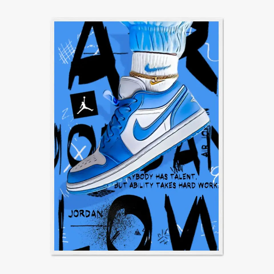 Affiche et Tableau Pop Art de Sneakers Nike Air Jordan Bleu
