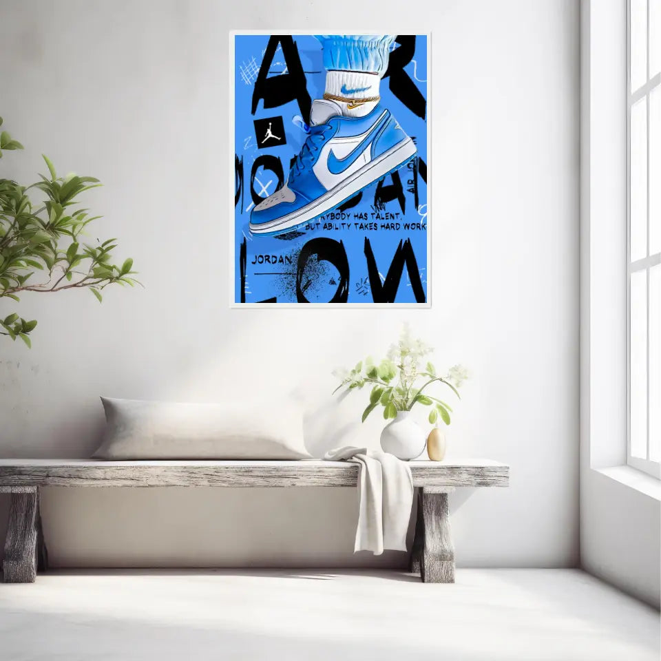 Affiche et Tableau Pop Art de Sneakers Nike Air Jordan Bleu
