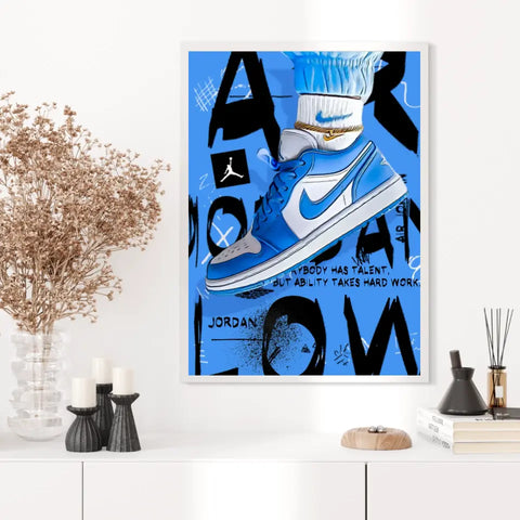 Affiche et Tableau Pop Art de Sneakers Nike Air Jordan Bleu