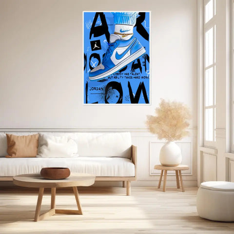 Affiche et Tableau Pop Art de Sneakers Nike Air Jordan Bleu