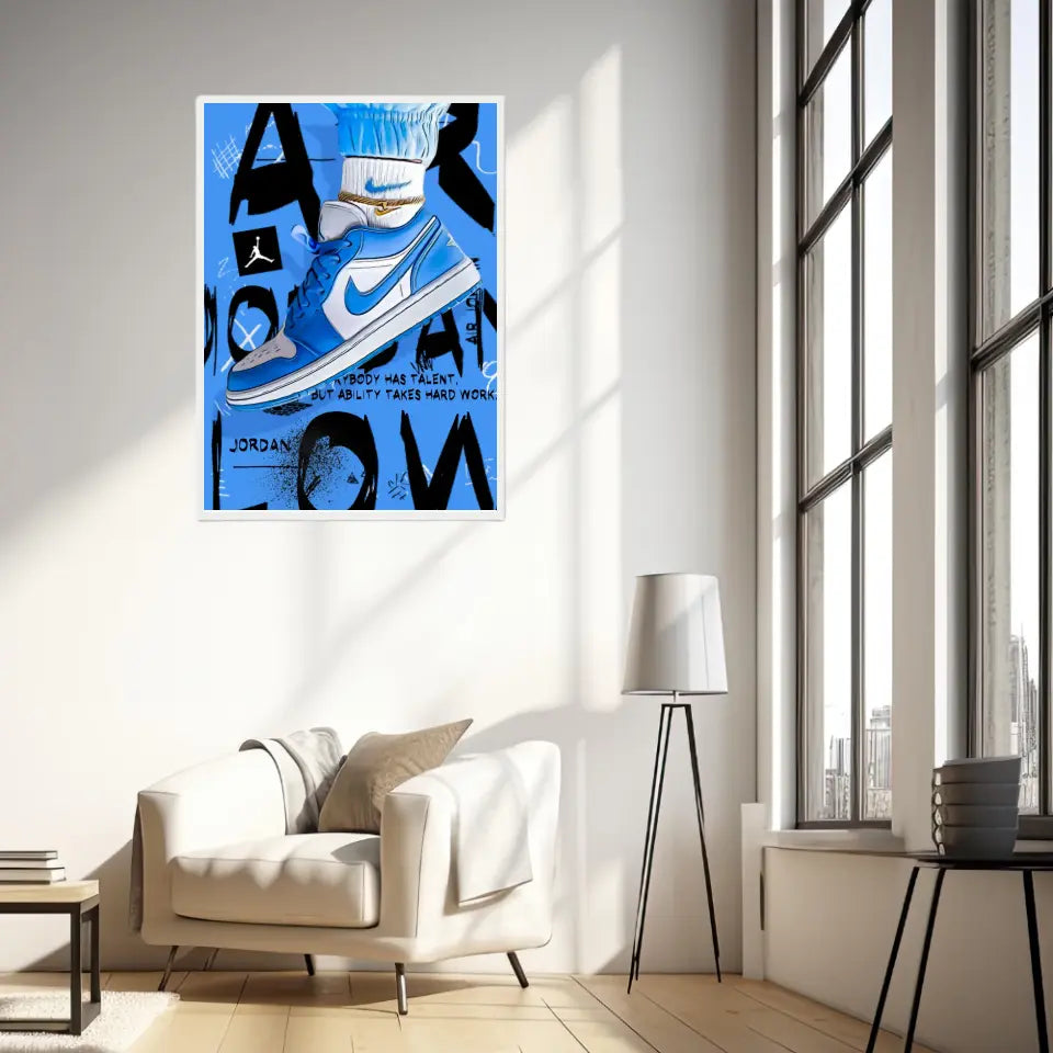 Affiche et Tableau Pop Art de Sneakers Nike Air Jordan Bleu