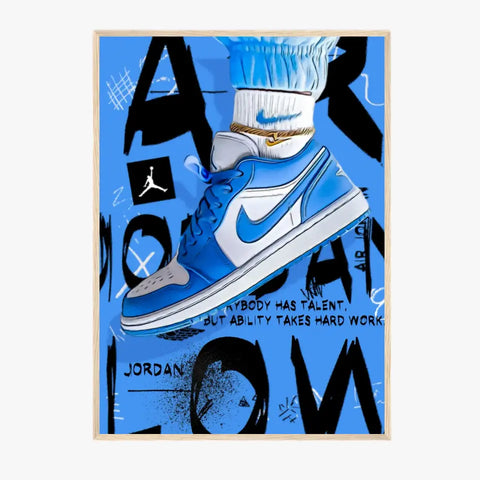 Affiche et Tableau Pop Art de Sneakers Nike Air Jordan Bleu