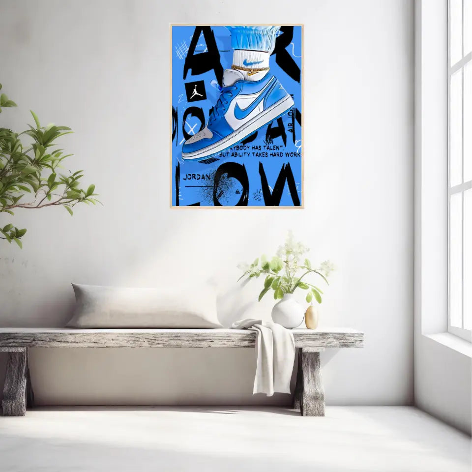 Affiche et Tableau Pop Art de Sneakers Nike Air Jordan Bleu