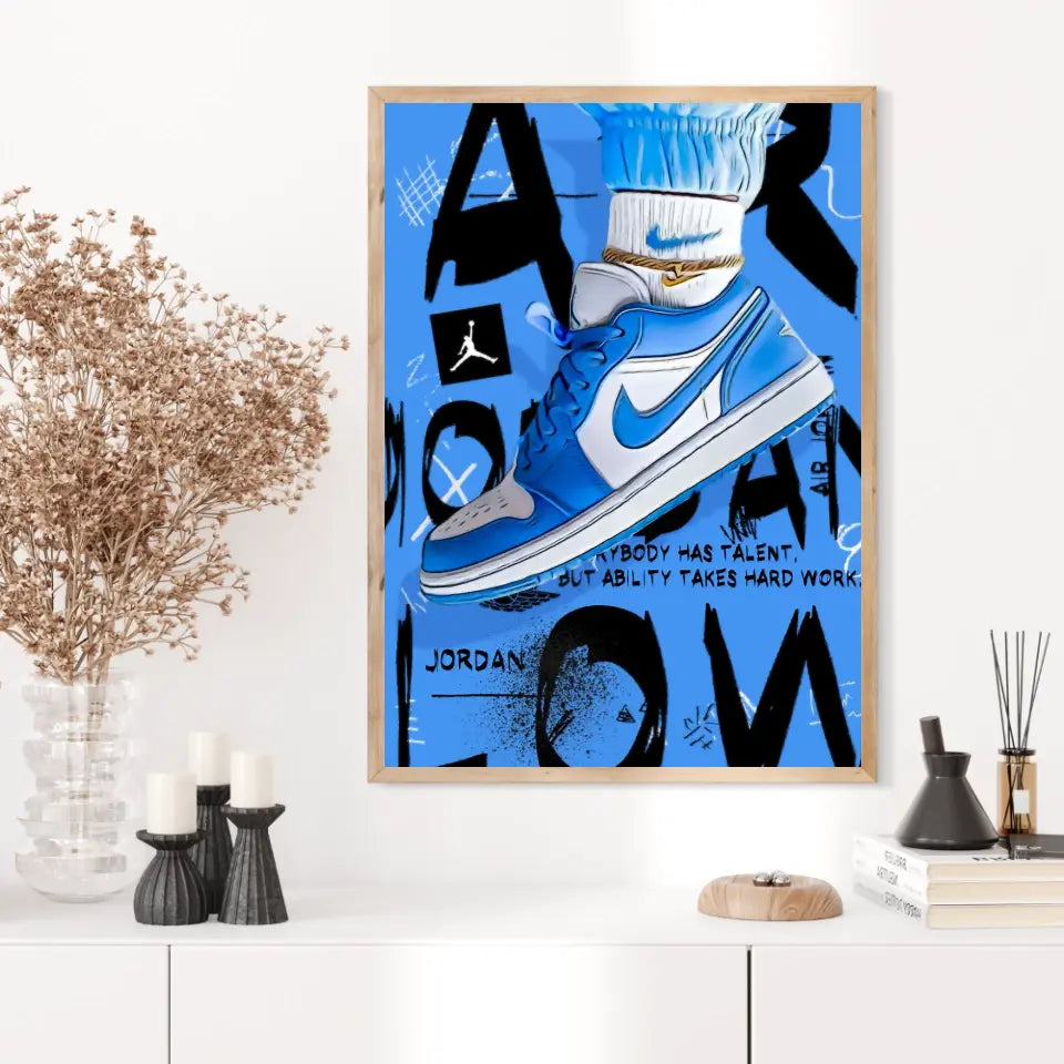 Affiche et Tableau Pop Art de Sneakers Nike Air Jordan Bleu