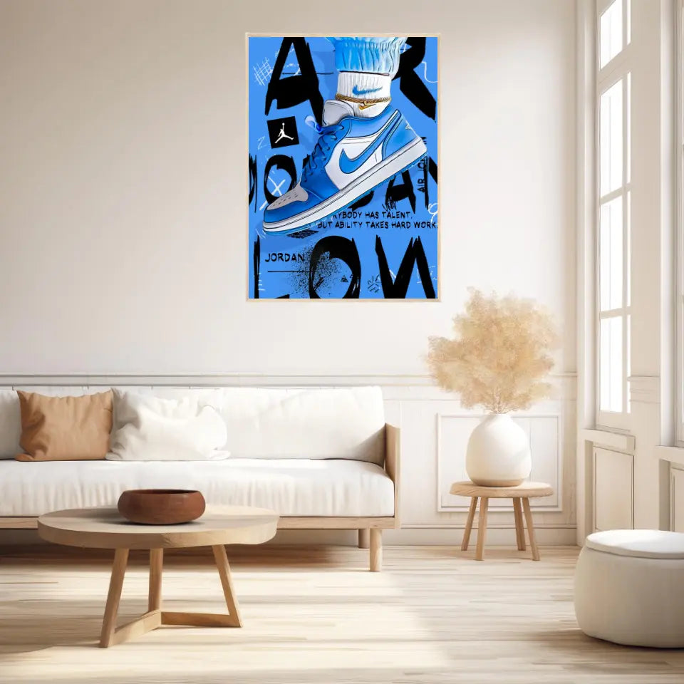 Affiche et Tableau Pop Art de Sneakers Nike Air Jordan Bleu