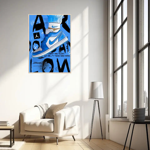 Affiche et Tableau Pop Art de Sneakers Nike Air Jordan Bleu