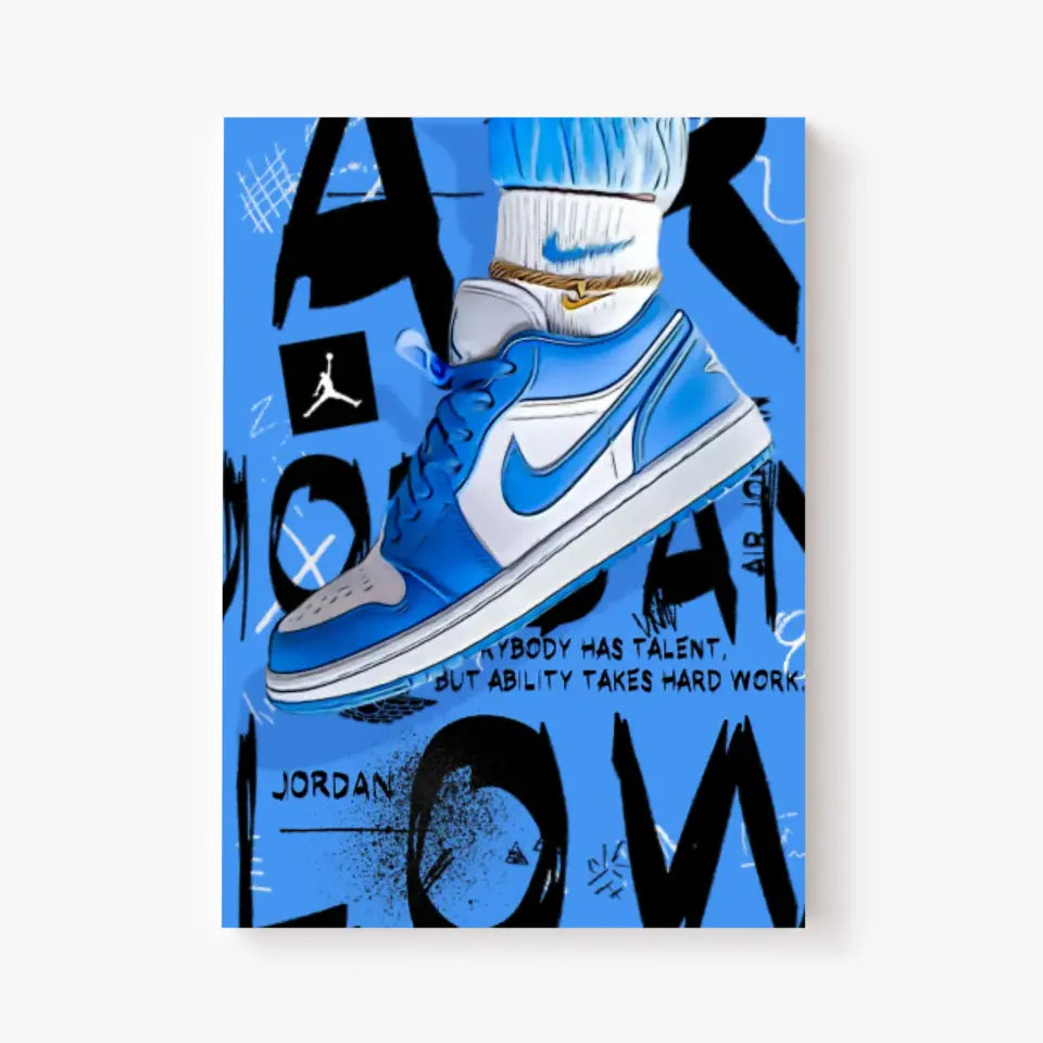 Affiche et Tableau Pop Art de Sneakers Nike Air Jordan Bleu