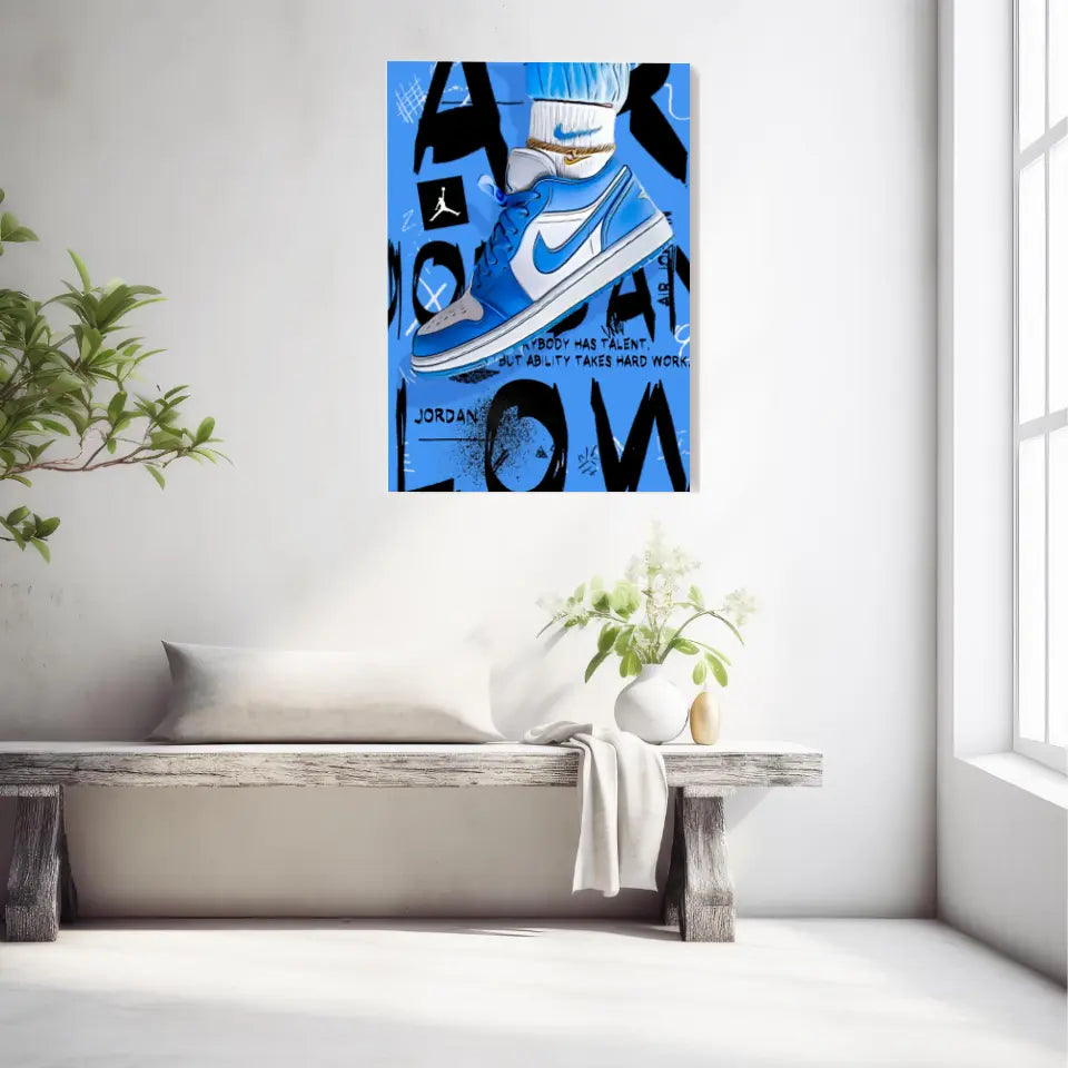Affiche et Tableau Pop Art de Sneakers Nike Air Jordan Bleu