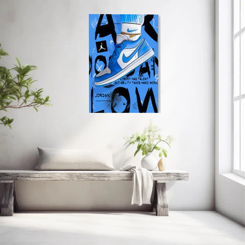 Affiche et Tableau Pop Art de Sneakers Nike Air Jordan Bleu