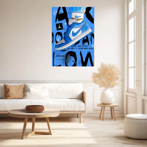 Affiche et Tableau Pop Art de Sneakers Nike Air Jordan Bleu