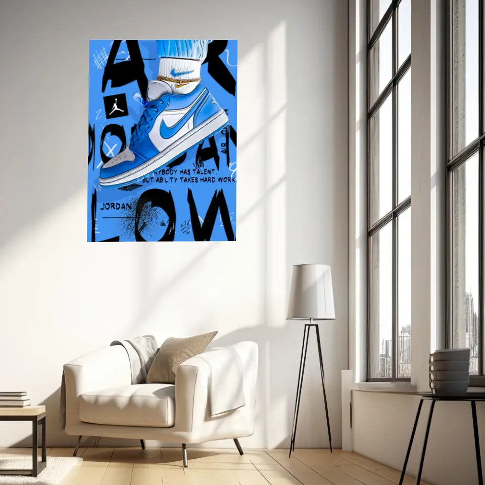 Affiche et Tableau Pop Art de Sneakers Nike Air Jordan Bleu