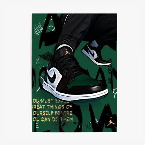Affiche et Tableau Pop Art de Sneakers Nike Air Jordan Kaki